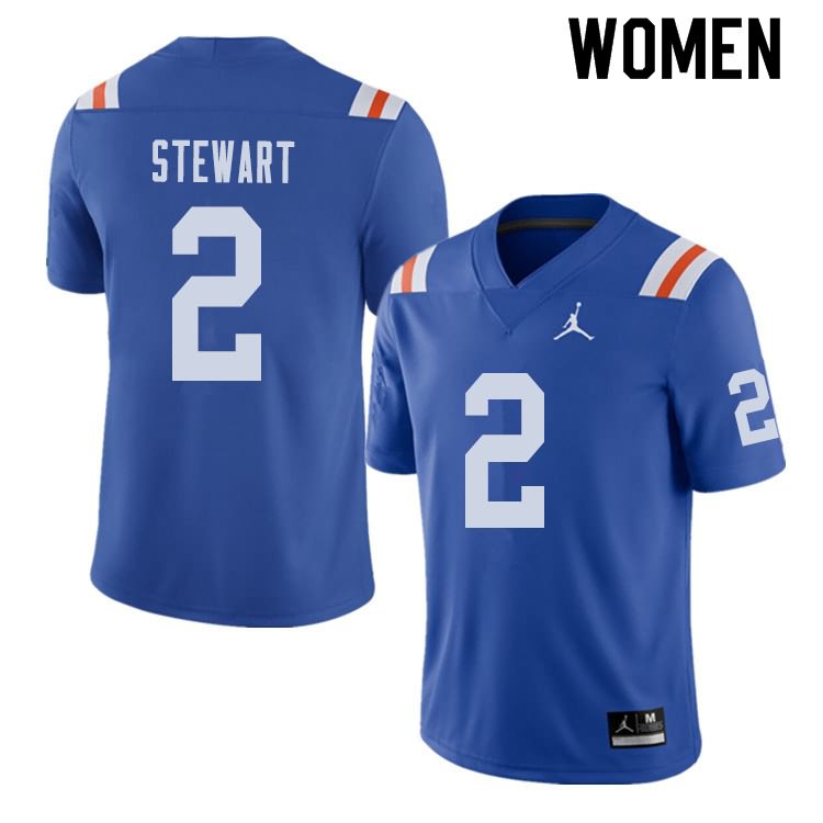 NCAA Florida Gators Brad Stewart Women's #2 Jordan Brand Alternate Royal Throwback Stitched Authentic College Football Jersey VSU8064DH